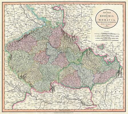 Wall Art - Photograph - 1801 Cary Map of Bohemia and Moravia by Paul Fearn