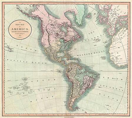 Wall Art - Photograph - 1806 Cary Map of the Western Hemisphere  North America and South America by Paul Fearn