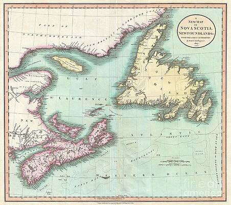 Wall Art - Photograph - 1807 Cary Map of Nova Scotia and Newfoundland by Paul Fearn