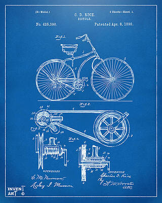Wall Art - Digital Art - 1890 Bicycle Patent Artwork - Blueprint by Nikki Marie Smith