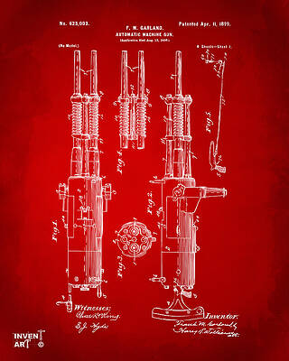 Automatic Machine Gun Patent Sketch Digital Art
