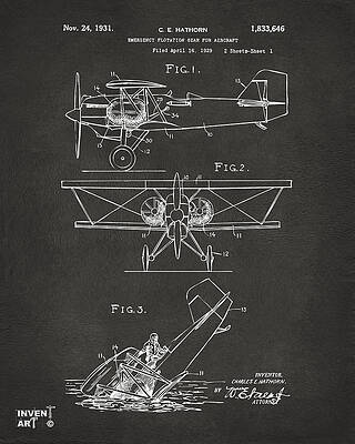 Wall Art - Digital Art - 1931 Aircraft Emergency Floatation Patent Gray by Nikki Marie Smith