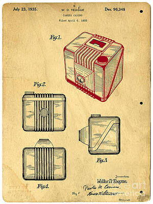 Wall Art - Digital Art - 1935 Kodak Camera Casing Patent by Edward Fielding