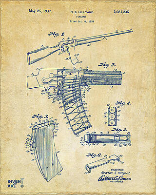 Firearm Patent Diagram from 1937 Digital Art