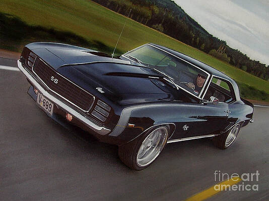 Wall Art - Drawing - 1969 Camaro in motion by Paul Kuras
