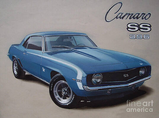 Wall Art - Drawing - 1969 Camaro SS by Paul Kuras