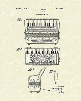 Accordion 1938 Patent Art by Prior Art Design Accordion 1938 Patent Art by Prior Art Design