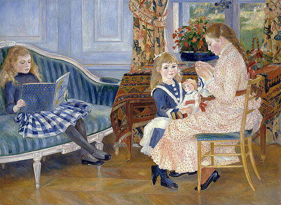 Children's Afternoon at Wargemont Print by Pierre-Auguste Renoir