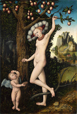 Cupid complaining to Venus Print by Lucas Cranach the Elder