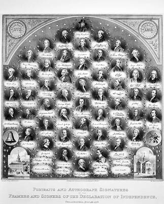 Wall Art - Photograph - Portraits And Autographs - Declaration Of Independence by GRANGER Historical Picture Archive
