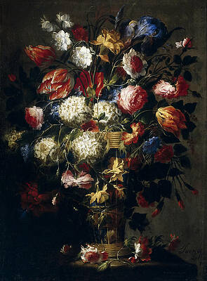 Flowers in a Vase Print by Juan de Arellano