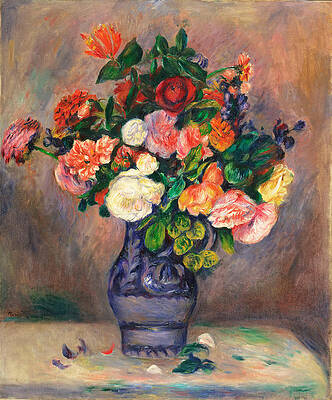 Flowers in a Vase Print by Pierre-Auguste Renoir