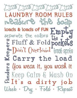 Wall Art - Digital Art - Laundry Room Rules Poster #2 by Jaime Friedman