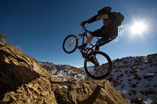 Wall Art - Photograph - Mountain Biker Jumping In Moab, Utah #2 by Whit Richardson