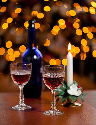 Wall Art - Photograph - Sherry glasses in front of xmas tree #2 by Steven Heap