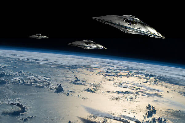 Wall Art - Photograph - Spaceships In Orbit Over Earth #2 by Marc Ward