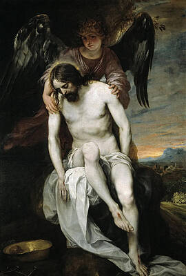 The Dead Christ supported by an Angel Print by Alonso Cano