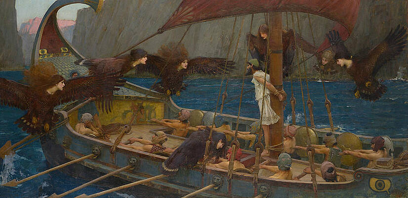 Ulysses And The Sirens Print by John William Waterhouse