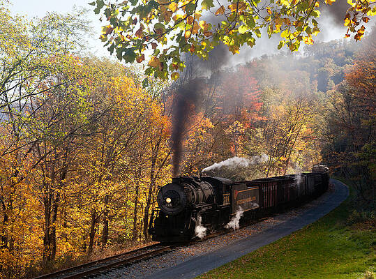 Wall Art - Photograph - WM Steam train powers along railway #2 by Steven Heap