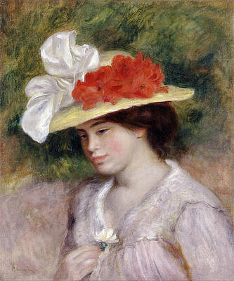 Woman in a Flowered Hat Print by Pierre-Auguste Renoir