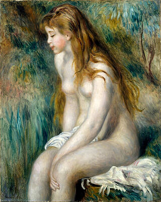 Young Girl Bathing Print by Pierre-Auguste Renoir