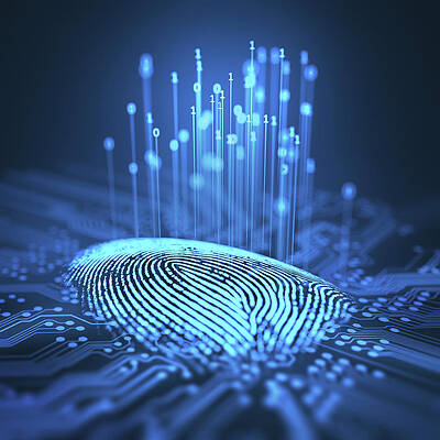 Wall Art - Photograph - Fingerprint And Printed Circuit Board #3 by Science Photo Library