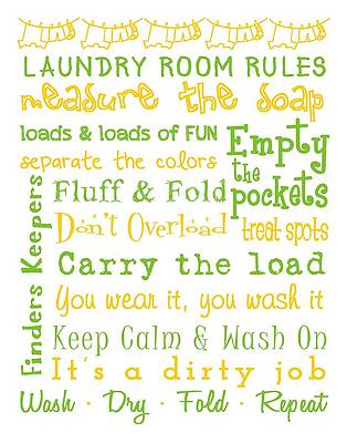 Wall Art - Digital Art - Laundry Room Rules Poster #3 by Jaime Friedman