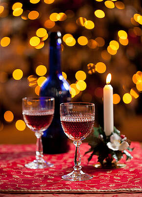Wall Art - Photograph - Sherry glasses in front of xmas tree #3 by Steven Heap
