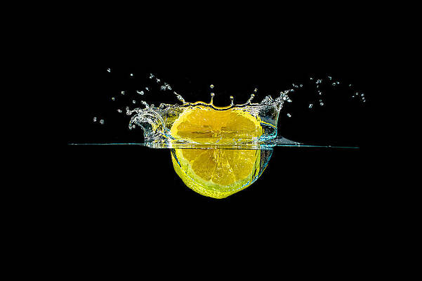 Wall Art - Photograph - Splashing Lemon #3 by Peter Lakomy