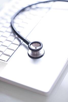 Wall Art - Photograph - Stethoscope And Keyboard #3 by Science Photo Library