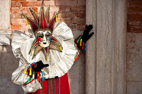 Venetian Carnival Maked Man as a Jester  by Deborah Kolb