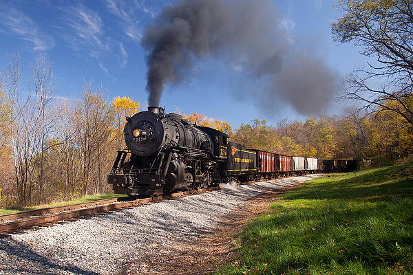 Wall Art - Photograph - WM Steam train powers along railway #3 by Steven Heap