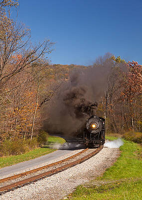 Wall Art - Photograph - WM Steam train powers along railway #4 by Steven Heap