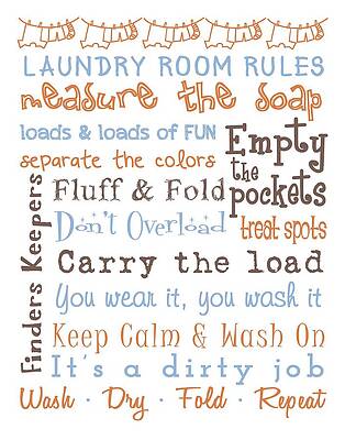 Wall Art - Digital Art - Laundry Room Rules Poster #5 by Jaime Friedman