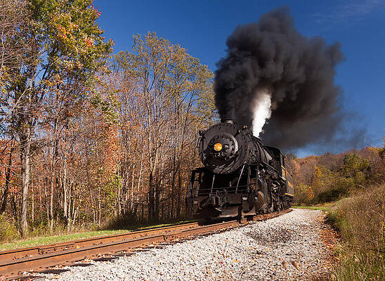 Wall Art - Photograph - WM Steam train powers along railway #5 by Steven Heap