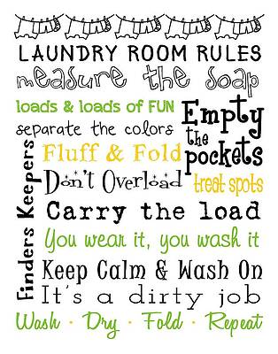 Wall Art - Digital Art - Laundry Room Rules Poster #6 by Jaime Friedman