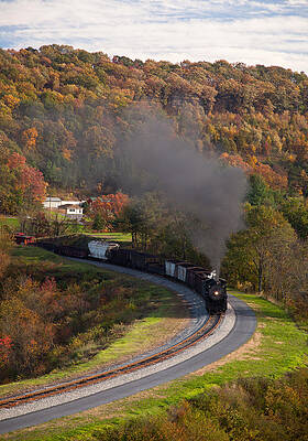 Wall Art - Photograph - Steam train powers along railway #6 by Steven Heap