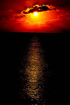  Photograph - An Orange Sunset on a Serene Sea by Dave Byrne