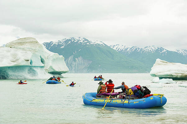 Wall Art - Photograph - Rafters Navigating Icebergs On Alsek #8 by Josh Miller Photography