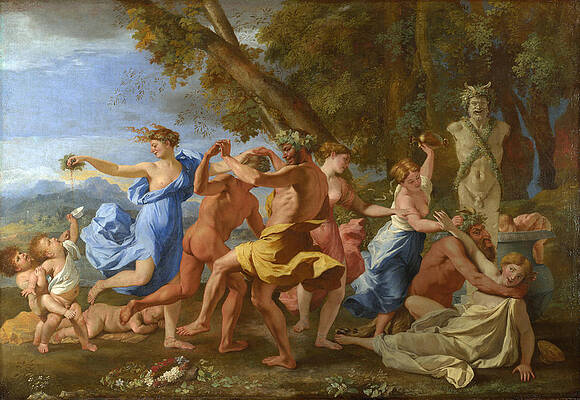 A Bacchanalian Revel before a Term Print by Nicolas Poussin