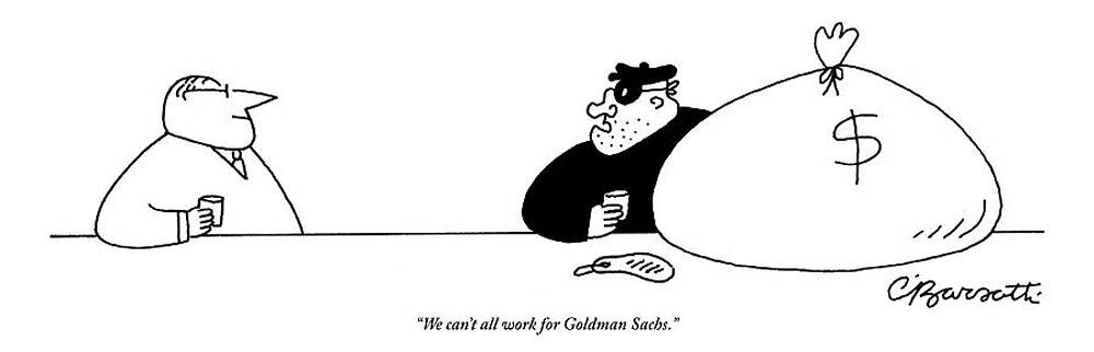 Wall Art - Drawing - A Bank Robber With A Sack Of Money Addresses by Charles Barsotti