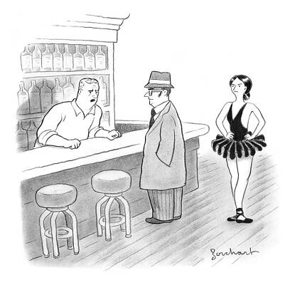 Wall Art - Drawing - A Bartender Talks To A Member Of The Mafia by David Borchart