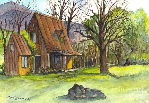 Wall Art - Painting - A Cabin In The Country by Carol Wisniewski