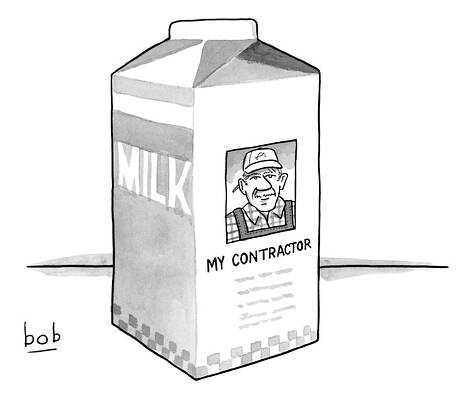 Wall Art - Drawing - A Carton Of Milk Sits On A Table With A Photo by Bob Eckstein