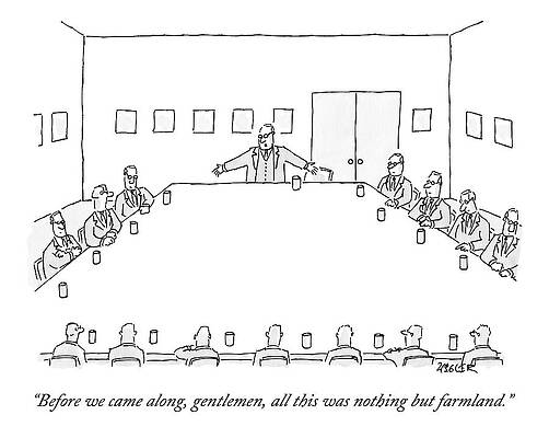 Wall Art - Drawing - A Ceo Stands And Talks To Employees In A Business by Jack Ziegler