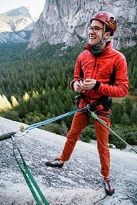 Wall Art - Photograph - A Climber At The Top Of Pitch 2 by Ryan Tuttle