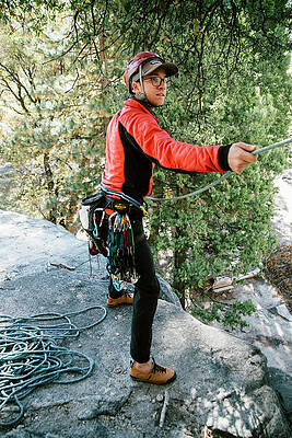 Wall Art - Photograph - A Climber At The Tope Of Pitch 1 by Ryan Tuttle