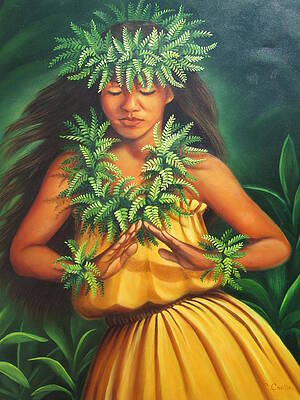 Hula Girl Luau Hawaiian Island Vacation Polynesian Art Painting CBjork PRINT 