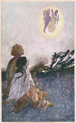 Wall Art - Drawing - A Fairy And A Little Man  Appear by Mary Evans Picture Library
