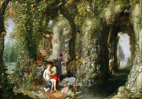 Wall Art - Photograph - A Fantastic Cave With Odysseus And Calypso Oil On Canvas by Jan the Elder Brueghel